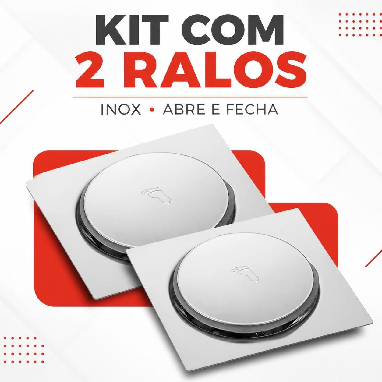 Kit 2x Ralo Click Dami 10x10 Inteligente Pop Up Inox Oculto Invisível Para Banheiro E Cozinhas Acabamento Premium