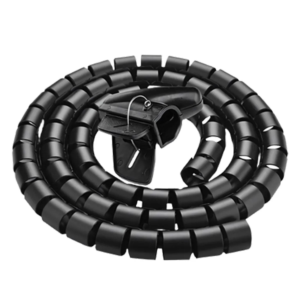 Organizador de Fios e Cabos Espiral 1 Metro 10mm com Aplicador - Preto