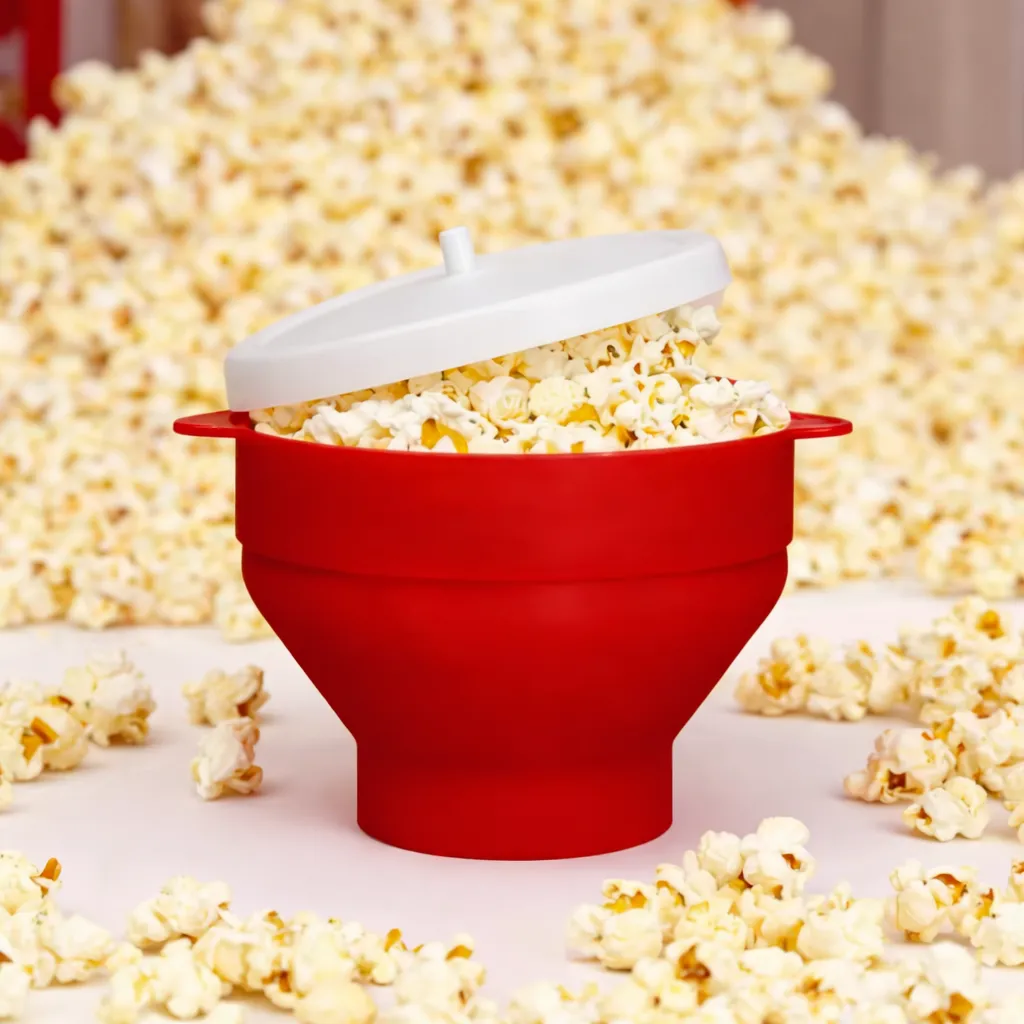 Pipoqueira de Silicone para Micro-ondas 2,5L Sem Óleo com Tampa Dobrável